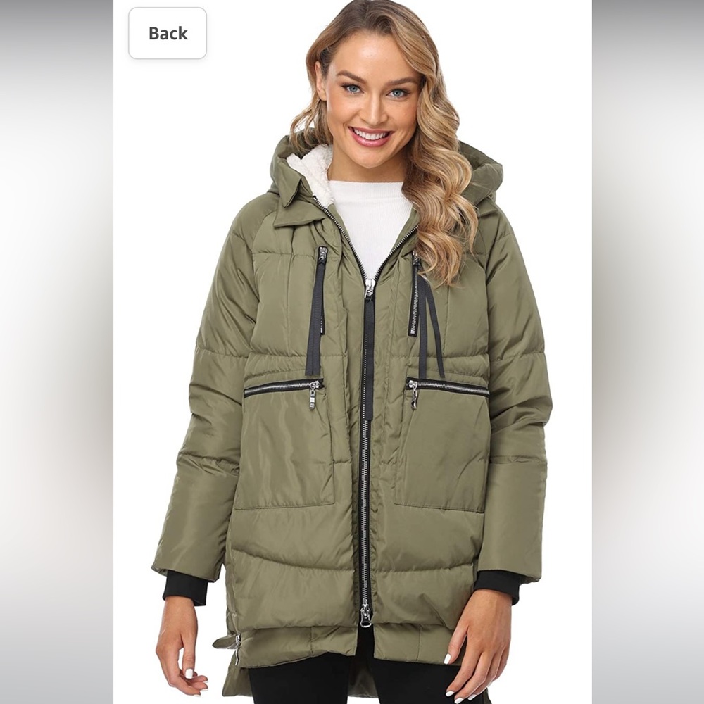 OROLAY LONG PUFFY JACKET XSMALL - OLIVE GREEN